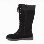 Damen Schnürstiefel Schwarz – Kniehohe Boots mit Reißverschluss & Profilsohle – Bild 2