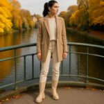 Damen Stiefel Beige – Mid-Calf Boots mit Chunky-Sohle & Seitlichem Reißverschluss – Bild 8