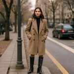 Damen High Heel Stiefel Schwarz – Kniehohe Stiefel mit Blockabsatz aus Kunstleder – Bild 6