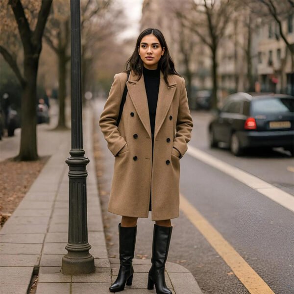 Damen High Heel Stiefel Schwarz – Kniehohe Stiefel mit Blockabsatz aus Kunstleder – Bild 6