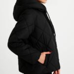 Doudoune femme noire – Veste d’hiver tendance avec col montant – Image 2