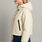 Geacă de Iarnă pentru Femei Crem – Geacă Minimalistă cu Glugă - imagine 2