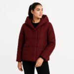 Doudoune Femme Bordeaux – Veste Matelassée à Col Large – Image 3