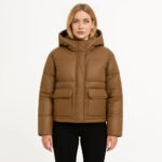 Doudoune Femme Marron – Manteau d’Hiver Chaud avec Capuche & Grandes Poches – Image 6