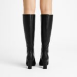 Damen High Heel Stiefel Schwarz – Kniehohe Stiefel mit Blockabsatz & Square Toe – Bild 3