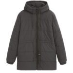 Geacă matlasată damă neagră – Geacă de iarnă călduroasă cu glugă & șnur de strângere - imagine 3