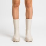 Damen Stiefel Beige – Mid-Calf Boots mit Chunky-Sohle & Seitlichem Reißverschluss – Bild 4