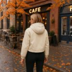 Geacă de Iarnă pentru Femei Crem – Geacă Minimalistă cu Glugă - imagine 3