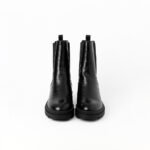 Damen Chelsea Boots Schwarz – Chunky Stiefeletten mit Kroko-Optik – Bild 2