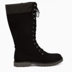 Damen Schnürstiefel Schwarz – Kniehohe Boots mit Reißverschluss & Profilsohle – Bild 3