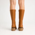 Damen Chelsea Boots Braun – Mid-Calf Stiefel mit Chunky-Sohle – Bild 4