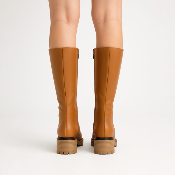 Damen Chelsea Boots Braun – Mid-Calf Stiefel mit Chunky-Sohle – Bild 4