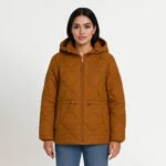 Doudoune femme marron – Veste d’hiver tendance avec capuche & cordon de serrage – Image 4