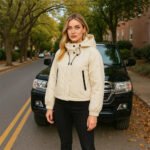 Geacă de Iarnă pentru Femei Crem – Geacă Minimalistă cu Glugă - imagine 4