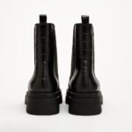 Damen Chelsea Boots Schwarz – Chunky Stiefeletten mit Kroko-Optik – Bild 3