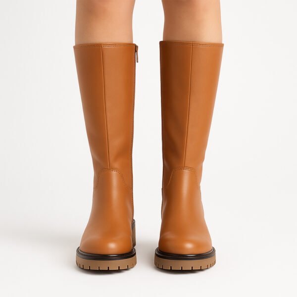 Damen Chelsea Boots Braun – Mid-Calf Stiefel mit Chunky-Sohle – Bild 5