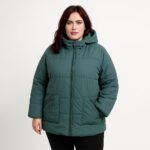 Damen Steppjacke Plus Size Grün – Warme Winterjacke mit Kapuze – Bild 3