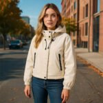 Geacă de Iarnă pentru Femei Crem – Geacă Minimalistă cu Glugă - imagine 5