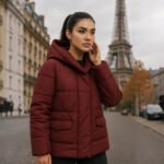 Doudoune Femme Bordeaux – Veste Matelassée à Col Large – Image 5