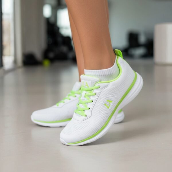 Damen Sneaker Weiß mit Neon Grün Akzenten – Atmungsaktiv & Leicht – Bild 7