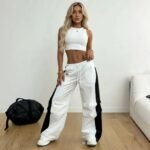 Women’s Two-Tone Wide-Leg Pants – Sporty & Trendy