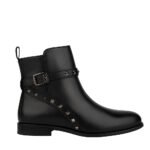 Damen Ankle Boots Schwarz – Elegante Stiefeletten mit Schnalle & Nieten-Details – Bild 5