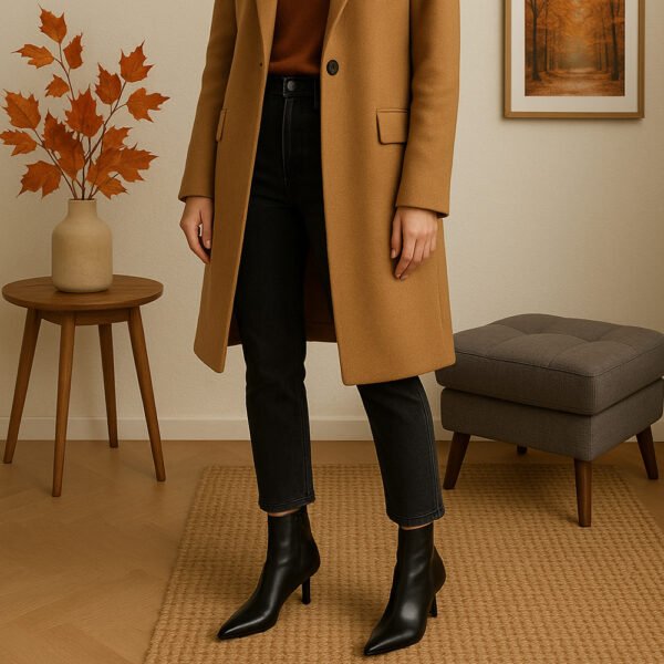 Damen Ankle Boots Schwarz – Elegante Stiefeletten mit Kitten Heel & Pointed Toe – Bild 7