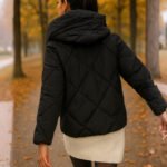 Doudoune femme noire – Veste d’hiver tendance avec col montant – Image 6