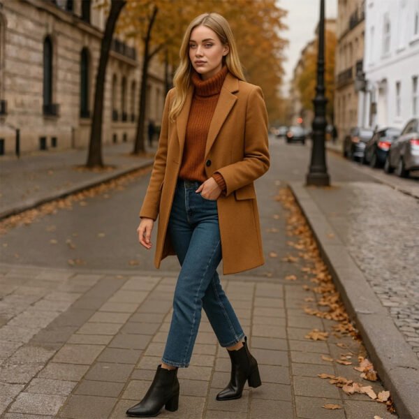 Damen Chelsea Boots Schwarz – Elegante High Heel Stiefeletten mit Blockabsatz – Bild 6