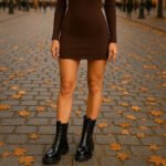 Damen Chelsea Boots Schwarz – Chunky Stiefeletten mit Kroko-Optik – Bild 5
