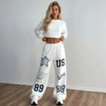 Women’s White Jogger Pants with Graphic Print – Urban Streetwear - Image 7