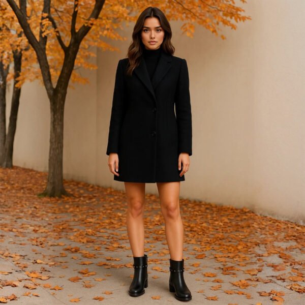 Damen Ankle Boots Schwarz – Elegante Stiefeletten mit Schnalle & Nieten-Details – Bild 6