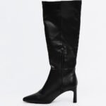 Damen High Heel Stiefel Schwarz – Kniehohe Stiefel mit Blockabsatz & Square Toe – Bild 6