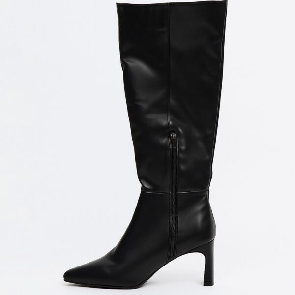 Damen High Heel Stiefel Schwarz – Kniehohe Stiefel mit Blockabsatz & Square Toe – Bild 6