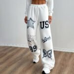 Women’s White Jogger Pants with Graphic Print – Urban Streetwear - Image 9