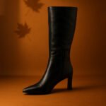 Damen High Heel Stiefel Schwarz – Kniehohe Stiefel mit Blockabsatz & Square Toe – Bild 7