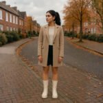 Damen Stiefel Beige – Mid-Calf Boots mit Chunky-Sohle & Seitlichem Reißverschluss – Bild 6