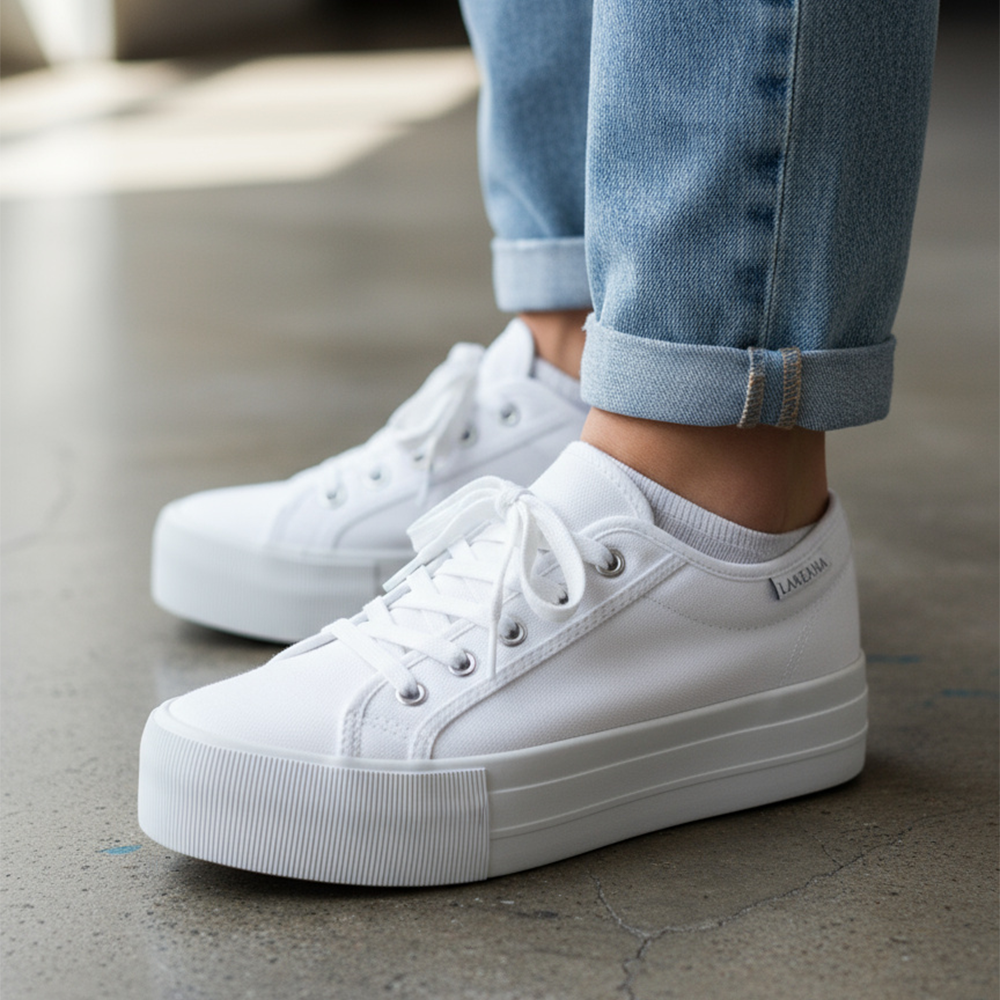 8 Damen Plateau Sneaker Weiß – Stylisch & Bequem – Bild 1