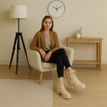 Damen Lace-Up Boots Beige – Trendige Chunky Stiefel mit hohem Schaft – Bild 7