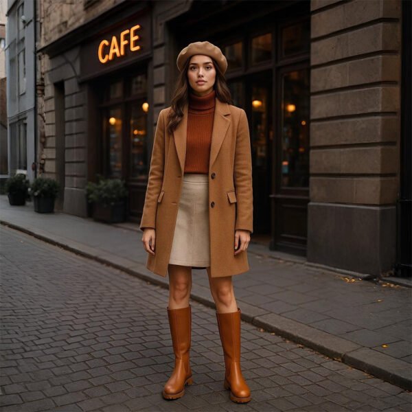 Damen Chelsea Boots Braun – Mid-Calf Stiefel mit Chunky-Sohle – Bild 7