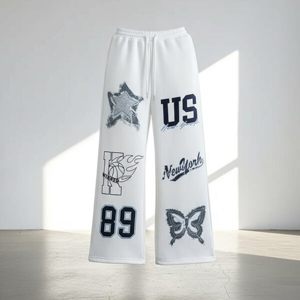 Women’s White Jogger Pants with Graphic Print – Urban Streetwear - Image 11