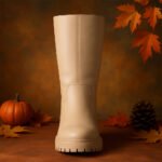 Damen Stiefel Beige – Mid-Calf Boots mit Chunky-Sohle & Seitlichem Reißverschluss – Bild 7