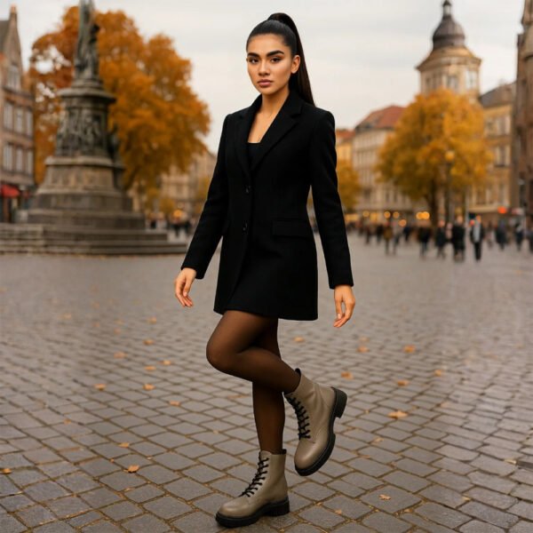 Damen Combat Boots Grau – Trendige Schnürstiefel mit Chunky-Sohle – Bild 9