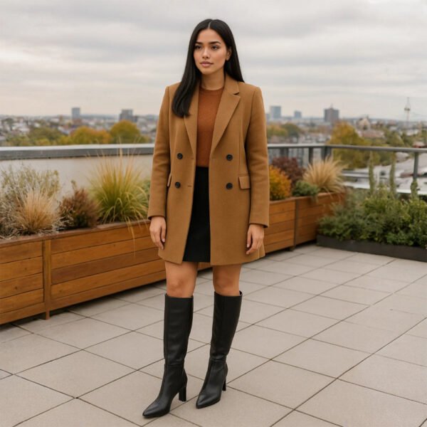 Damen High Heel Stiefel Schwarz – Kniehohe Stiefel mit Blockabsatz & Square Toe – Bild 9