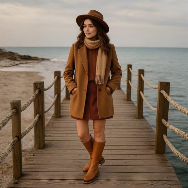 Damen Chelsea Boots Braun – Mid-Calf Stiefel mit Chunky-Sohle – Bild 8