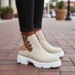 Lascana Damen Stiefeletten Beige mit Goldkette – Stil & Komfort vereint – Bild 3