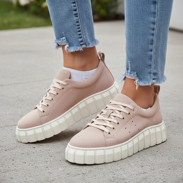 Lascana Damen Sneaker Beige mit Plateau-Sohle – Komfort & Stil – Bild 4