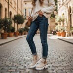 Lascana Damen Stiefeletten Beige mit Goldkette – Stil & Komfort vereint – Bild 6