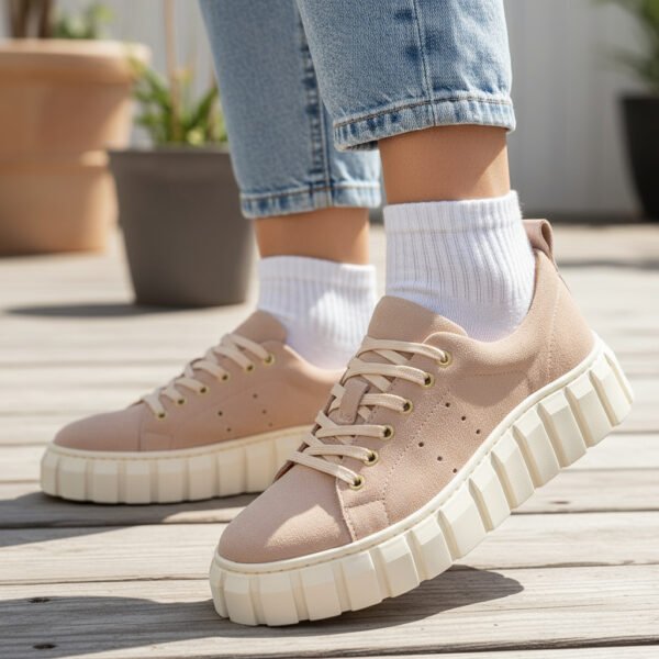 Lascana Damen Sneaker Beige mit Plateau-Sohle – Komfort & Stil – Bild 8